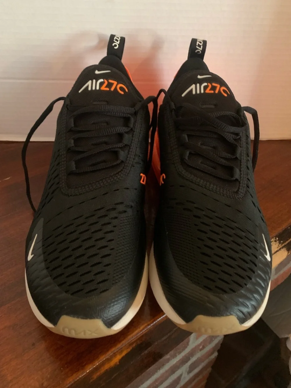 Nike Air Max 270 Black and Bright Orange Running Sneakers